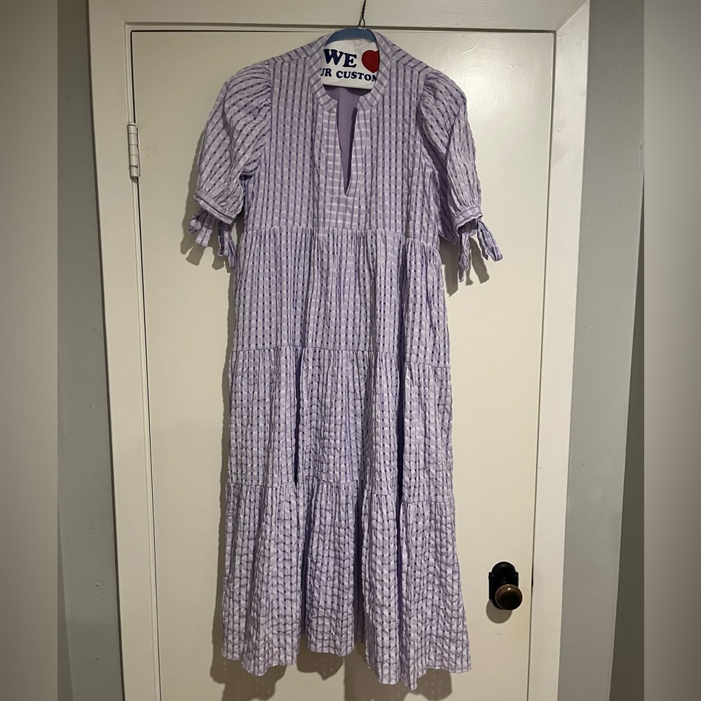 English Factory Lavender Lilac Tiered Midi Dress